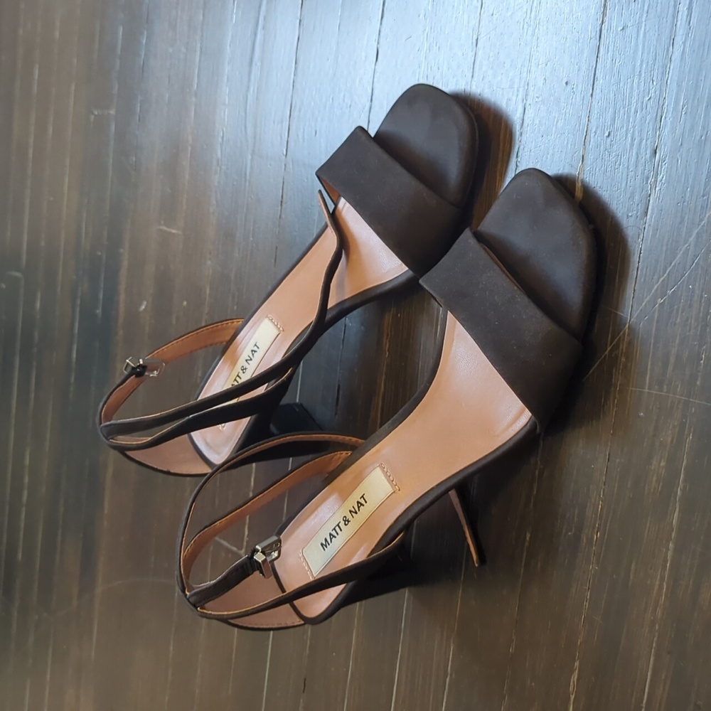 Matt & Nat Black Open-Toe Slingback Heels